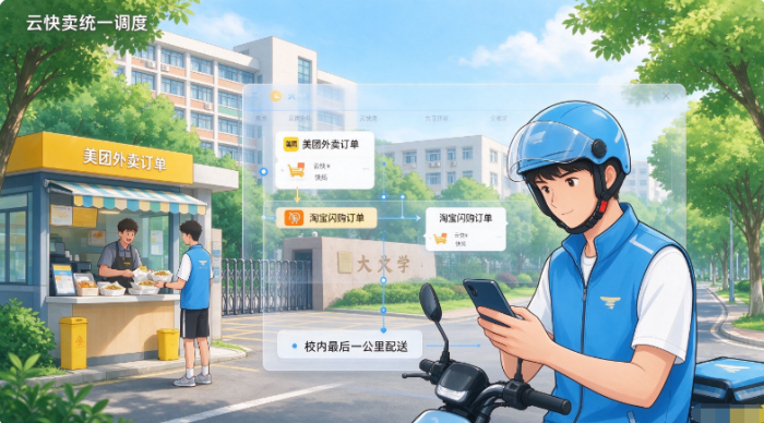 校园团队承接美团淘宝闪购外卖订单配送方案 依托云快卖实现多平台订单统一调度